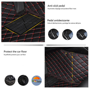 Black and Black Stitching Car Floor Mat