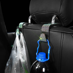 Car Seat Back Hook Diamond Bling Rhinestones Hanger Auto Back Universal Headrest Mount Storage Holder Car Interior Accessories